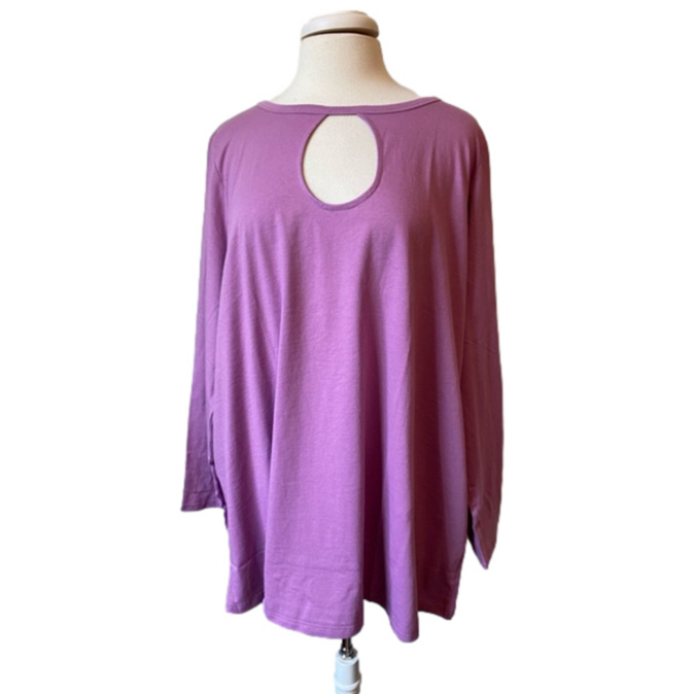 Roaman’s NWOT Long‎ Sleeve Cut Out Top Women's 1X Lilac Purple Staple Comfy